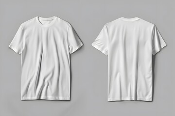 White T-shirt Template on Gray Background - Front and Back View