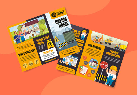 Yellow And Black Construction Brochure