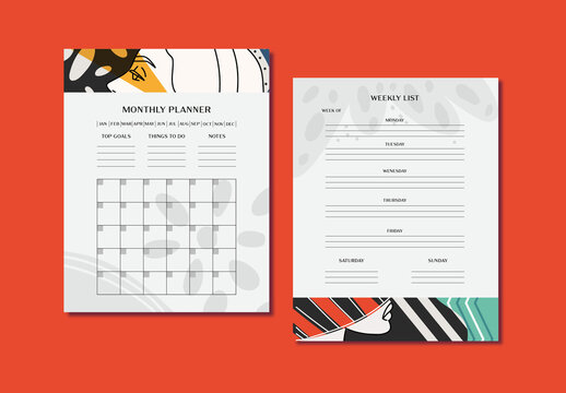 Grey And Black Abstract Fashion Planner