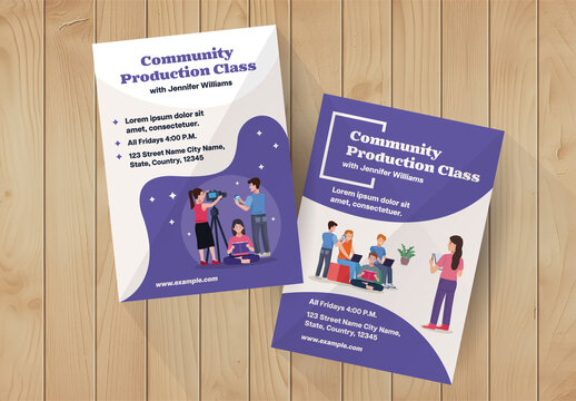 Purple Modern Community Production Class Flyer Template