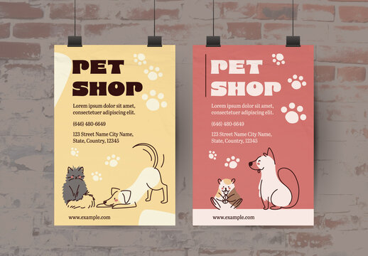 Red and Yellow Pet Shop Poster