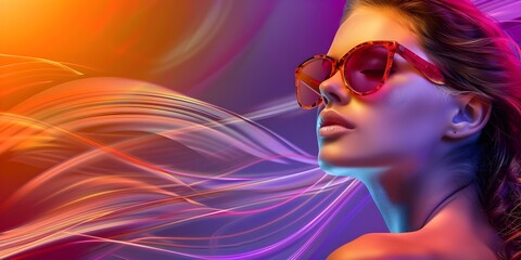 Retro pop art of a disco diva girl in sunglasses. Concept Retro Pop Art, Disco Diva, Girl in Sunglasses