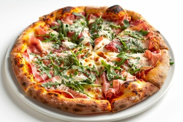 Gourmet Prosciutto and Arugula Pizza with Shaved Parmesan