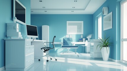 Modern doctor's office with medical equipment.