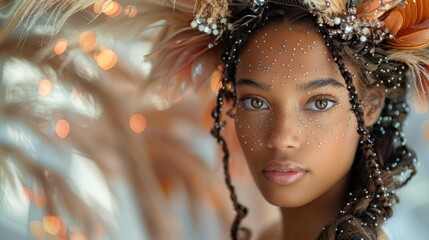 boho chic hairstyles, beautiful boho braids adorned with beads and feathers, a magical hairstyle capturing the essence of the bohemian vibe