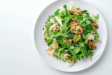 Mouthwatering Arugula and Mushroom Salad with Golden Dressing