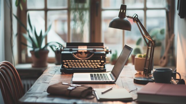 Writer's vintage-inspired workspace.
