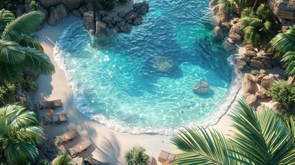 Lagoon flat design top view shallow coastal water theme 3D Complementary Color Scheme