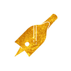 Wood hole drill bit spade shape drawing in gold color style