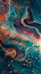 Brightly colored fluid painting on a surface of water
