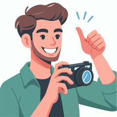 vector ilustration young man with camera