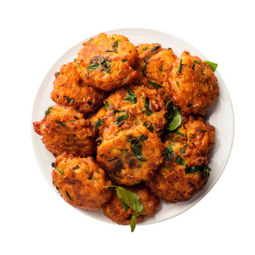 A Delicious Plate of Vegan Lentil Fritters (Parippu Vada) Isolated on a Transparent Background 