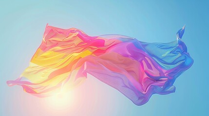 Stylized 3D rendering of a rainbow flag draped elegantly over a sleek, curved surface, highlighting the fluidity and inclusivity of the LGBT community.