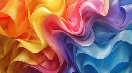 Obraz premium Modern 3D rendering of interwoven rainbow-colored ribbons forming a flowing, abstract background, representing unity and diversity within the LGBT community.