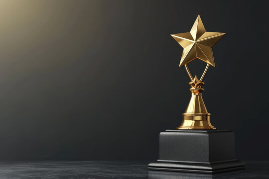 gold star trophy on a black background