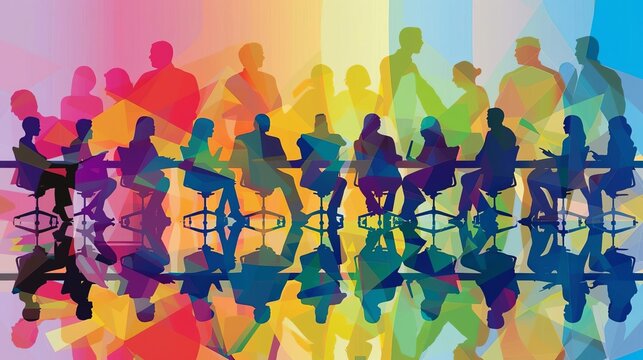 Artwork of a company diversity committee implementing policies and initiatives to promote workplace inclusivity