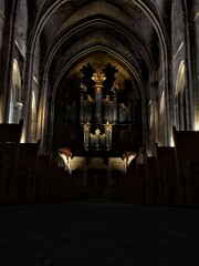 Fototapeta premium Montpellier May 2024: Visit the magnificent city of Montpellier in Occitanie. Street photos - View of Saint Pierre Cathedral