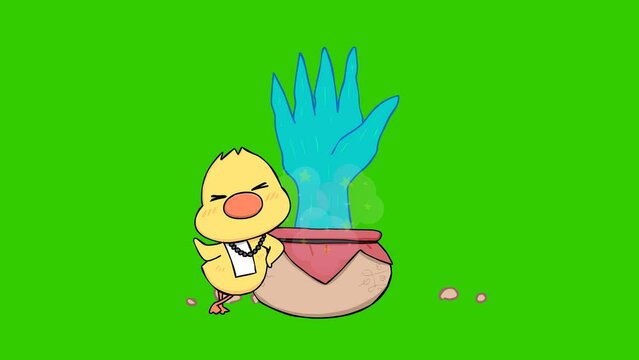 Spooky Animated Ghost Waving Goodbye on Green Screen for Easy Chroma Keying