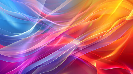 Fototapeta premium abstract background with smooth lines in rainbow colors, abstract background with smooth lines in blue, orange and yellow colors