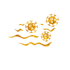 Wind carried viruses drawing in gold color style