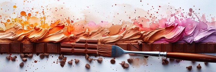 Artistic chocolate brushstroke with watercolor