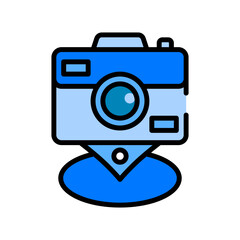 Camera Point Blue Filled