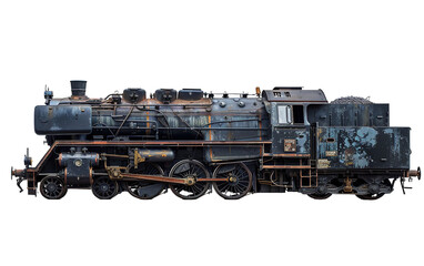 Naklejka premium Steam locomotive in the countryside on white background,png