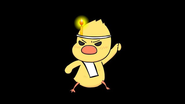 Mystical Animated Shaman Duck Banishing Spirit on Transparent Background