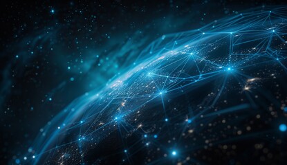 A digital illustration of the Earth with glowing lines connecting cities across its surface, symbolizing global connectivity and technology's role in their communication Generative AI