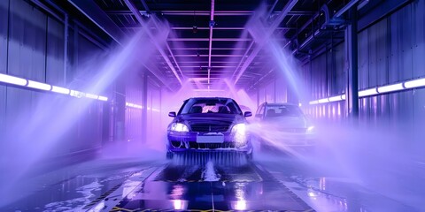 Innovative Touchless Car Wash Technology Ensures Gentle and Effective Cleaning for Different Vehicle Types. Concept Car Wash Technology, Touchless Cleaning, Vehicle Types, Innovative Solutions