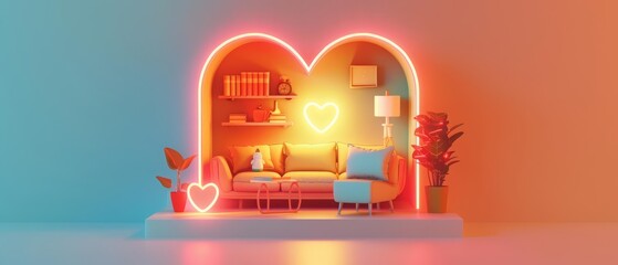 Grandparents Day is visualized on a colorful glow HUD icon showing a cozy living room scene, designed in paper art styles, and shaped as a heartwarming kawaii template