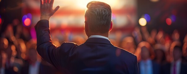 Passionate Candidates Addressing Energetic Crowd During Pivotal American Election Campaign