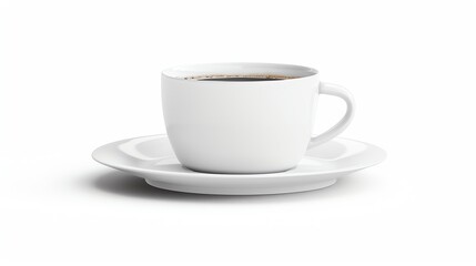 Obraz premium Morning coffee served on a simple white plate. 