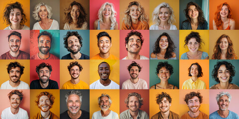 Compilation of Happy Faces Portraits.