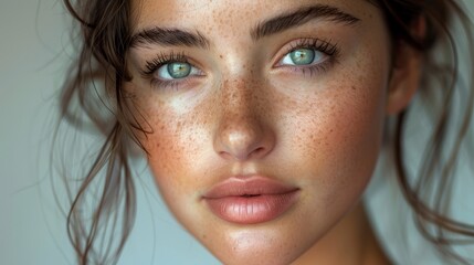 Portrait of a model with glowing skin. AI generate illustration