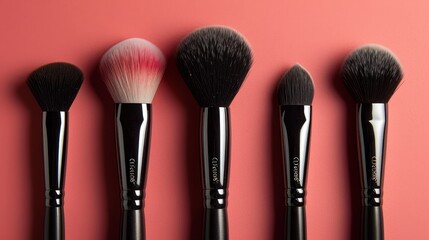 Makeup brushes on clean background. AI generate illustration