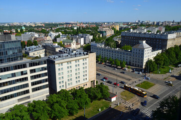 Warszawa z lotu ptaka wiosną/Aerial view of Warsaw in spring, Mazovia, Poland