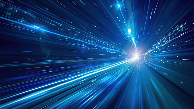 Blue Rays Zoom in Motion Effect, Light Color Trails