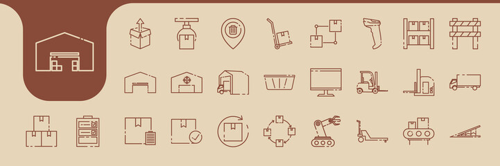 warehouse simple line icon vector designs