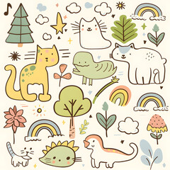 Naklejka premium Cute Patterns for Kids