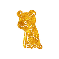 drawing in gold color style dog icon