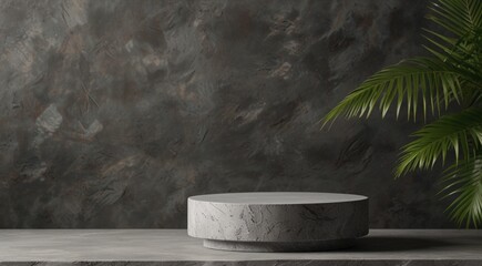 Fototapeta premium Round gray stone cosmetics product advertising podium