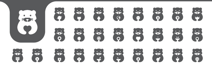 beaver animal cute icon vector designs