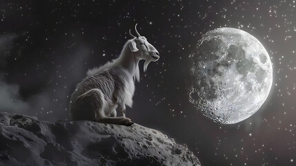 Lunar Goat on a Cliff