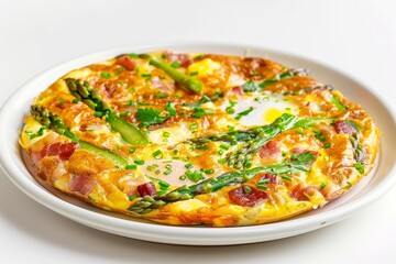 Golden Crust Asparagus, Canadian Bacon, and Cheese Frittata on Plate