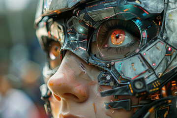 Creative Geerative AI artwork picture of futuristic modern technology robot in modern life human helper
