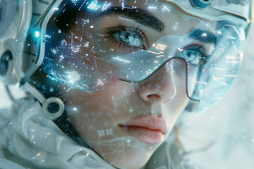 Creative Geerative AI artwork picture of futuristic modern technology robot in modern life human helper