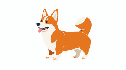 Charming and cute illustration of a corgi dog in orange and white, drawn with simple shapes and bold lines. The doodle style and happy expression reflect Ryo Takemasa's influence on a white background