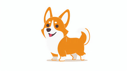 Charming and cute illustration of a corgi dog in orange and white, drawn with simple shapes and bold lines. The doodle style and happy expression reflect Ryo Takemasa's influence on a white background