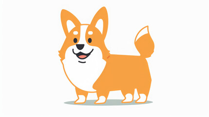 Charming and cute illustration of a corgi dog in orange and white, drawn with simple shapes and bold lines. The doodle style and happy expression reflect Ryo Takemasa's influence on a white background